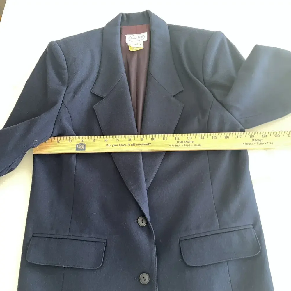 Vtg. Irene Hill Canada 100% Pure Virgin Wool Single Breasted Lined Blazer Size 8